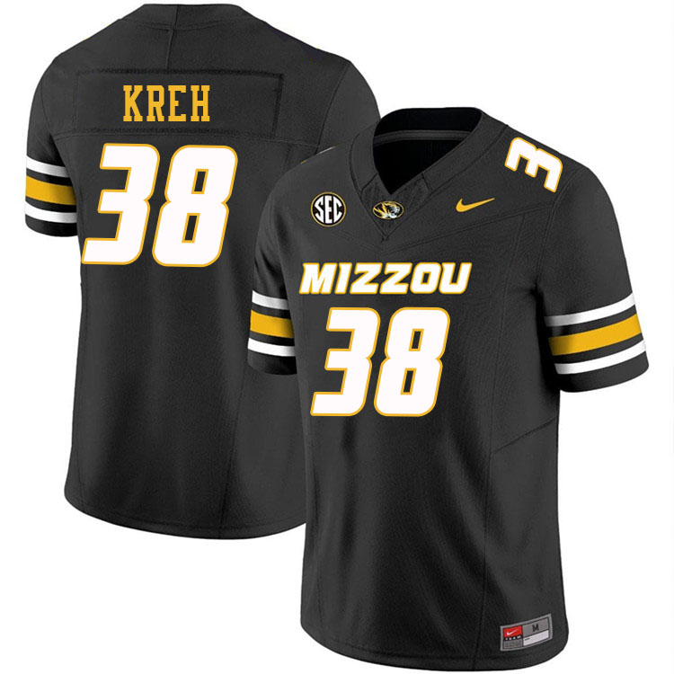 Men #38 Christopher Kreh Missouri Tigers College Football Jerseys Stitched-Black